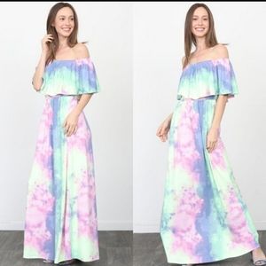 Tie-dye Off the Shoulder Maxi
